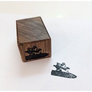 Vintage Rubber Stamp Kellogg's Pep Cereal WWII Era Mickey Mouse on Torpedo RARE